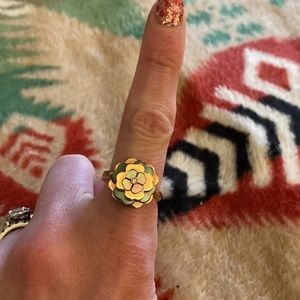 Rose gold and mother of pearl ring.